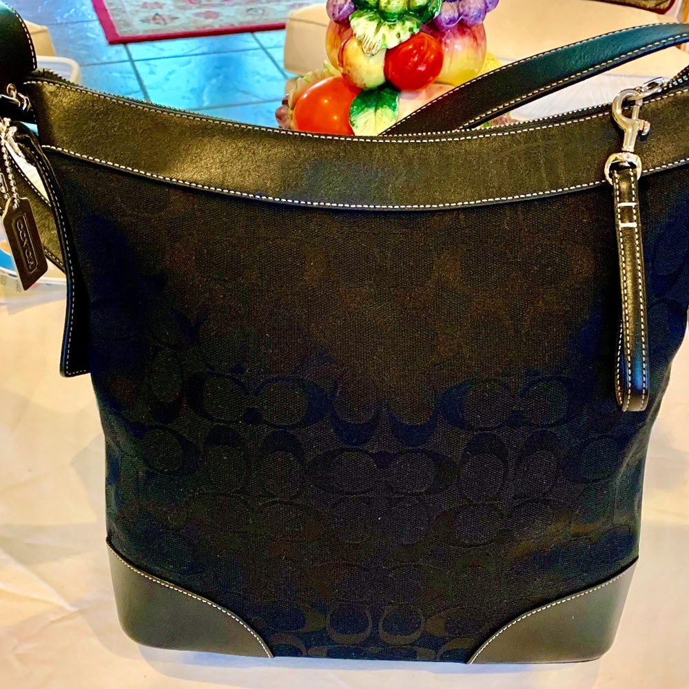 Coach Signature Black leather trim